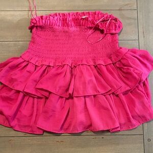 HYFVE Fuchsia Ruffled A-Line Skirt